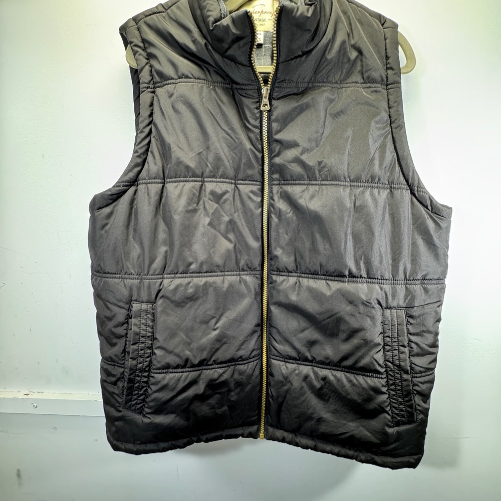 Weatherproof Vintage Puffer Vest Mens XL Black Quilted Plaid Lined Gorpcore